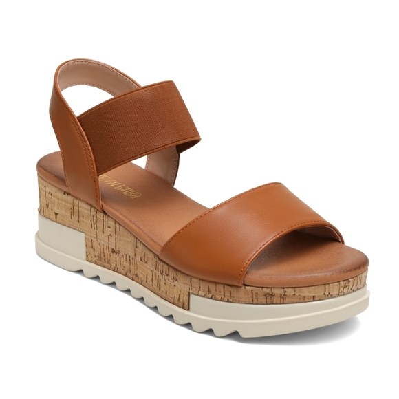 Dream Pairs NWOT Women's Camel Brown Ankle Strap Platform Sandals Size 6.5 - Picture 9 of 12